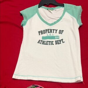 lei Kids White and Teal Athletic Tee